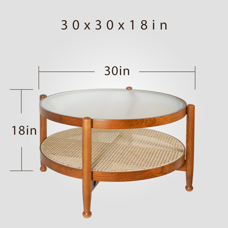 Bay Isle Home Katara Solid Ash Wood Coffee Table, Glass Coffee Table